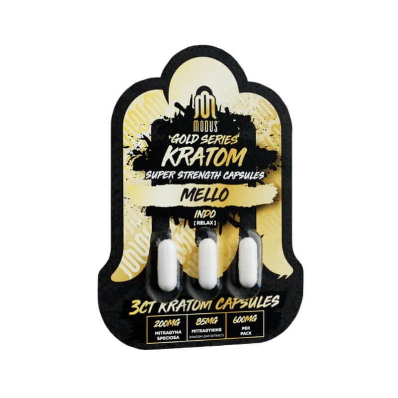 Modus Kratom Gold Series Super Strength Capsules 3ct — 200mg per Capsule — Modus Kratom Gold Series Super Strength Capsules 3ct 200MG per Capsule